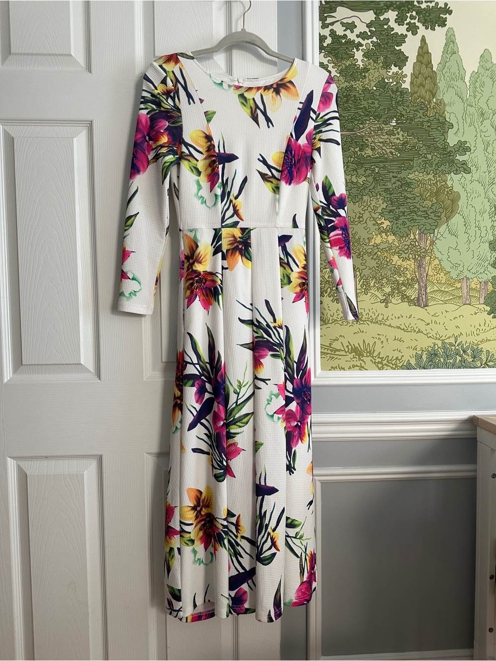 💎 Barcelona Streetstyle Floryday Bold Botanical Long Sleeve Maxi Dress | Small 💎